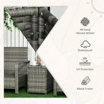 Outsunny 3 Pieces Rattan Bistro Set, Wicker Garden Furniture Set with Storage  Coffee Table and Chairs, Thickened Cushions for Outdoor, Patio, Balcony, Blue 