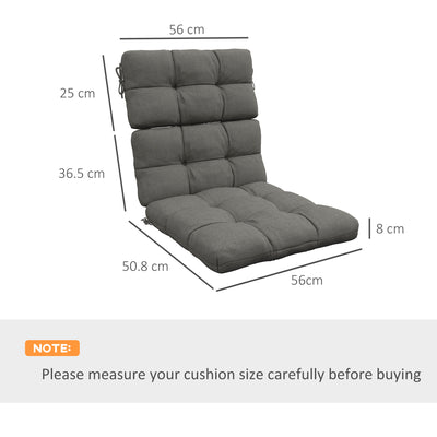 Outsunny 2-Piece Seat Cushion Replacement with Backrest, Garden Patio Chair Cushions Set with Ties, Charcoal Grey 