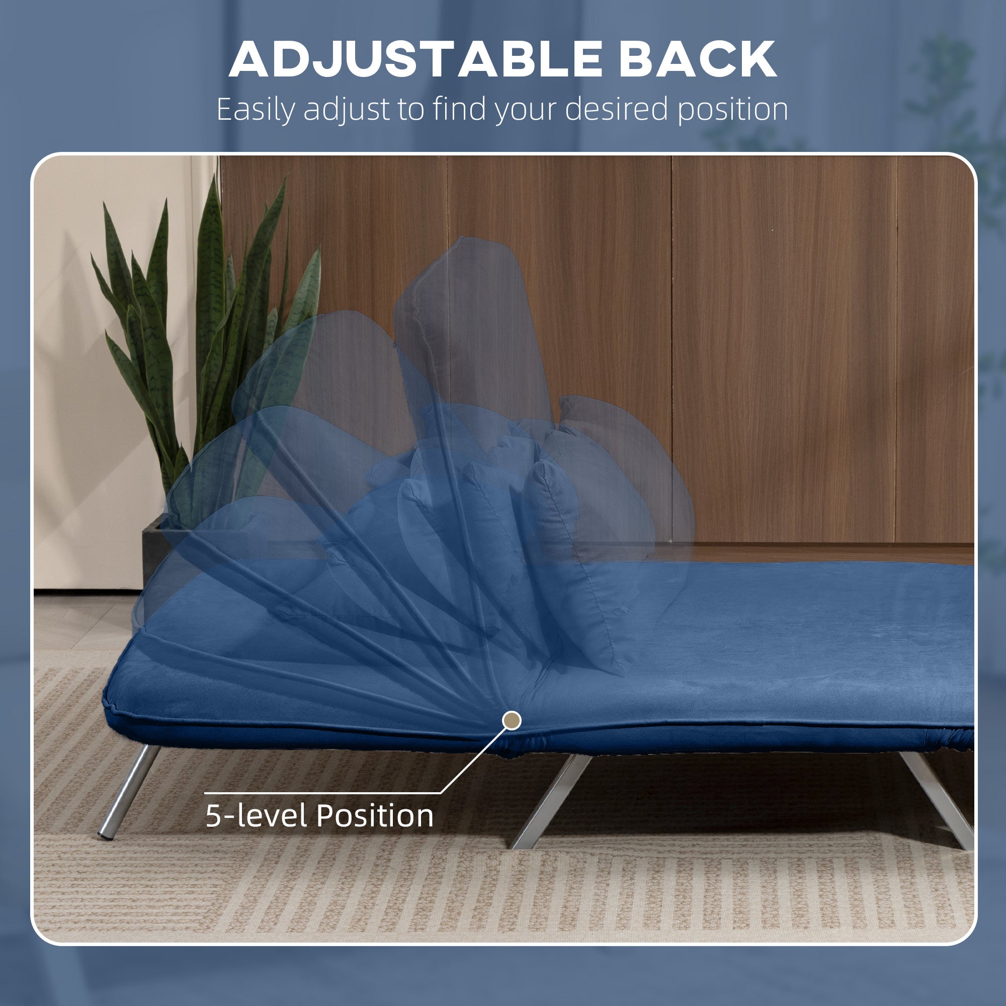 HOMCOM Two-Seater Click-Clack Sofa Bed - Dark Blue 