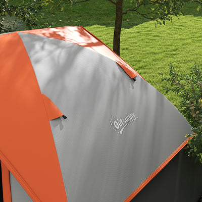 Outsunny Two Man Single Room Dome Tent, with Accessories - Orange/Grey 