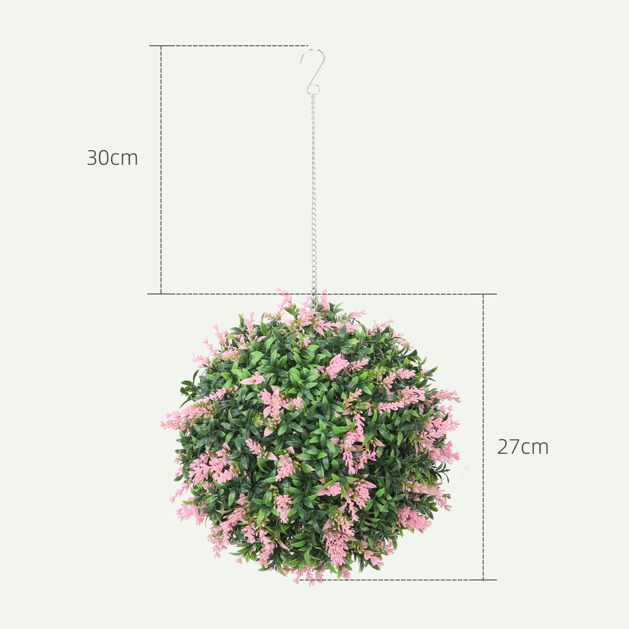 HOMCOM Set of 2 Artificial Plant Topiary Balls, UV-protected Fake Decorative Plants, Pink 