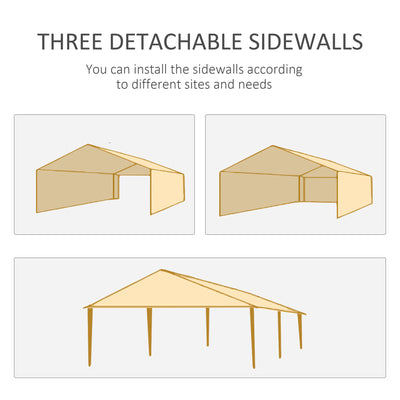Outsunny 6 x 3 m Party Tent Gazebo Marquee Outdoor Patio Canopy Shelter with Windows and Side Panels Black 
