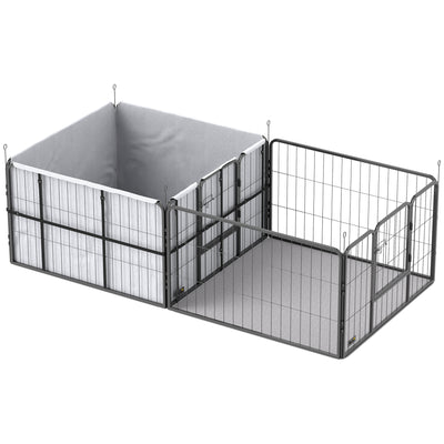 PawHut 7 Panel Dog Whelping Box, Heavy Duty Dog Playpen with Washable Pee Pads, Windproof Fabric, for Small and Medium Dogs 