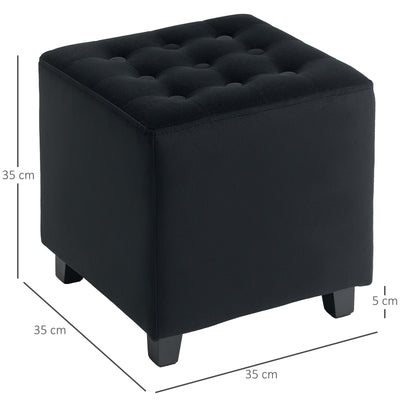 HOMCOM Velvet-Feel Square Ottoman - Grey 
