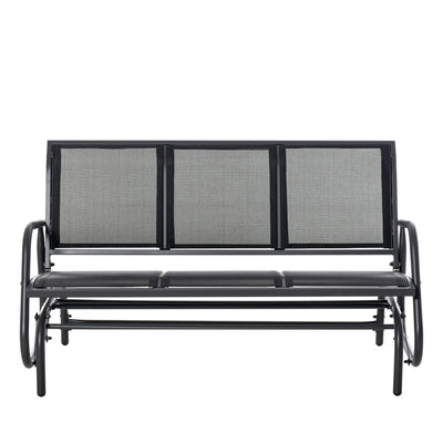 Outsunny 3-Seat Glider Rocking Chair for 3 People Garden Bench Patio Furniture Metal Frame, Black 