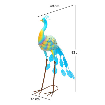 Outsunny Peacock Garden Statue, Standing Garden Ornament, Metal Garden Gift with Stakes for Patio Pond Landscape Decoration, Multi-Colour 