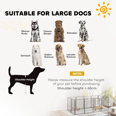 PawHut 12 Panels Heavy Duty Dog Playpen with Doors, for Large Dogs, 100cm High, Black 