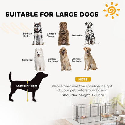 PawHut 12 Panels Heavy Duty Dog Playpen with Doors, for Large Dogs, 100cm High, Black 