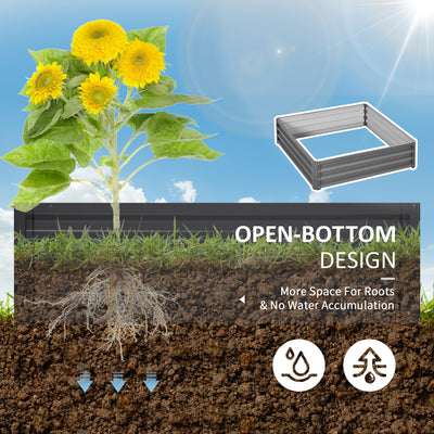 Outsunny 432L Square Raised Garden Bed Box Steel Frame for Vegetables, Flowers and Herbs, 120 x 120 x 30cm, Light Grey 