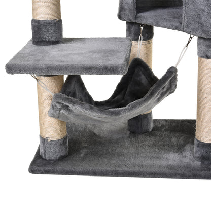 PawHut Cat Tree for Indoor Cats Condo Tower Multi-level Height 150CM  Kittens Activity Stand House with Toys & Various Scratching Posts 