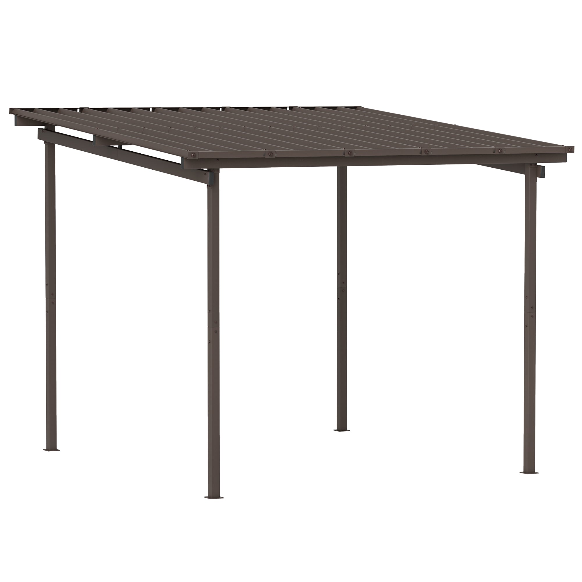 Outsunny 3 x 3(m) Garden Pergola with Waterproof Metal Roof, Lean to Pergola Hardtop Gazebo, Wind-resistant Outdoor Sun Shade, Easy to Assemble 