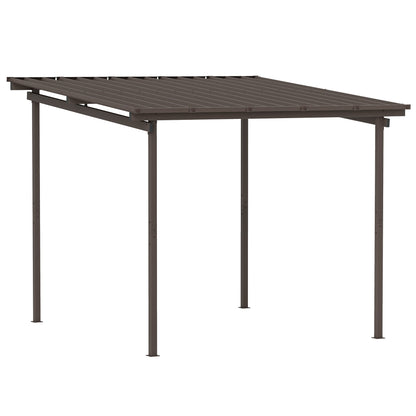 Outsunny 3 x 3(m) Garden Pergola with Waterproof Metal Roof, Lean to Pergola Hardtop Gazebo, Wind-resistant Outdoor Sun Shade, Easy to Assemble 