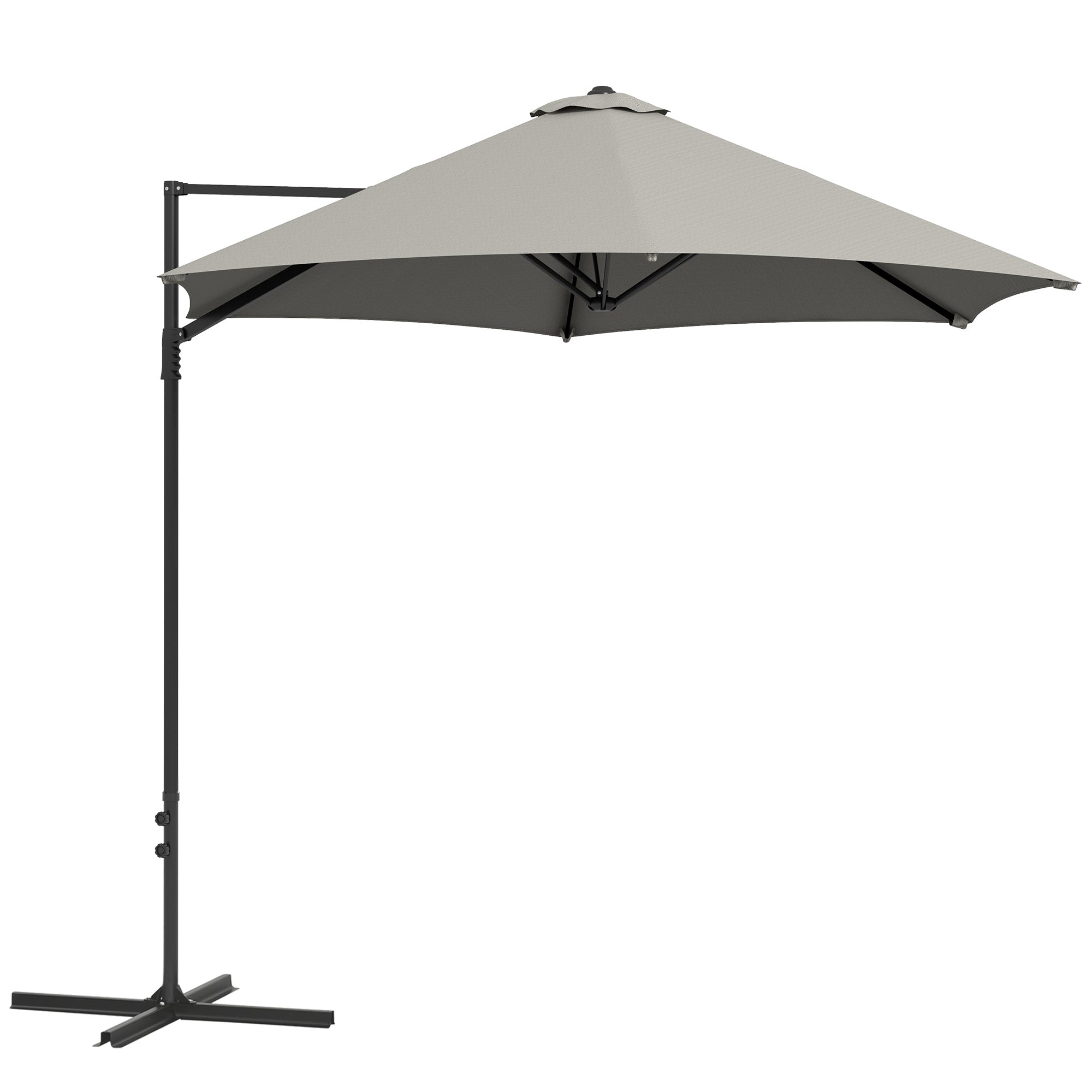 Outsunny 2.5m Rotating Cantilever Parasol - Light Grey 