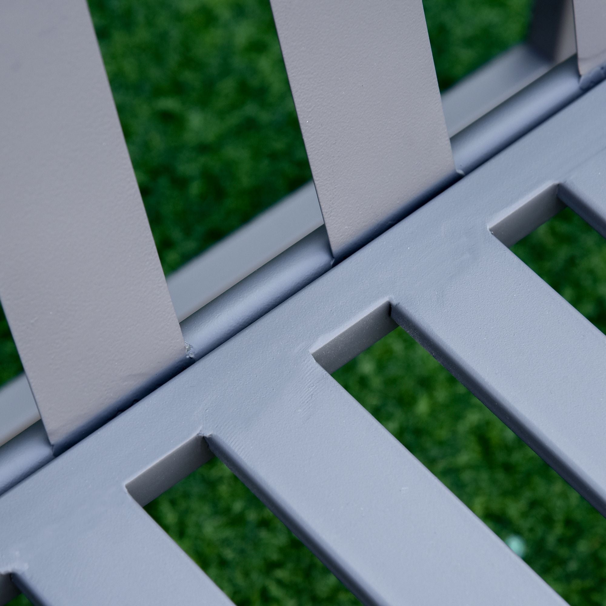 Outsunny Steel Patio Garden Bench Loveseats for Outdoors Park Yard Slatted Design Grey 