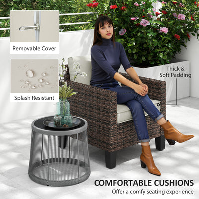 Outsunny Single Rattan Armchair, with Cushions - Brown 