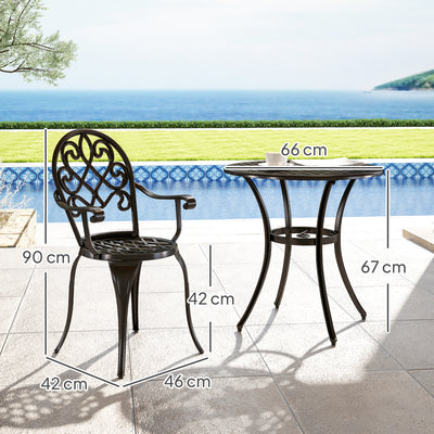 Outsunny Three-Piece Elegant Aluminium Garden Set - Black 