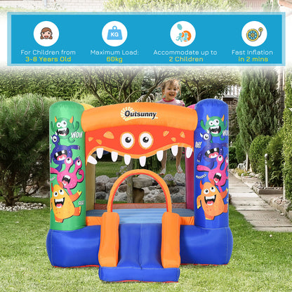 Outsunny Bouncy Castle Inflatable Basket Trampoline Slide Monster Design 180 x 250 x 175 (CM) 