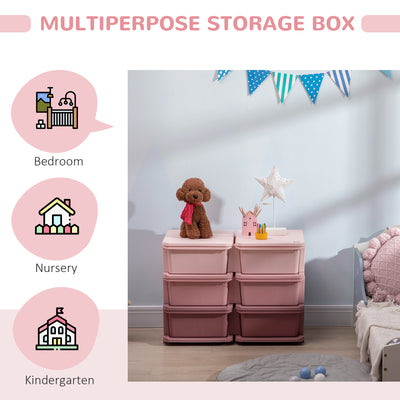 HOMCOM Kids Storage Unit, with Six Drawers - Pink 