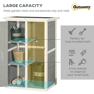 Outsunny Wooden Small Shed, Garden Storage Shed with Shelves and Bolt Latch, 75L x 56W x115H cm, Grey 