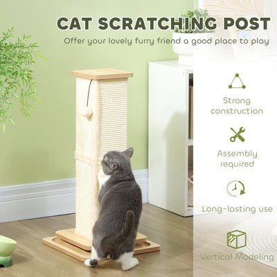 PawHut 3-in-1 Cat Scratching Post, 67cm Cat Scratcher w/ Track Ball Toy, Oak Tone 