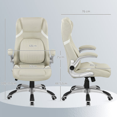 Vinsetto Linen-Look Office Chair, with Adjustable Height and Tension - Beige 