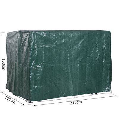 Outsunny Patio 3 Seater Swing Chair Bench Cover Outdoor Garden Furniture Rain Protection Cover Protector Waterproof Anti-UV, 215L x 155W x 150Hcm, Dark Green 