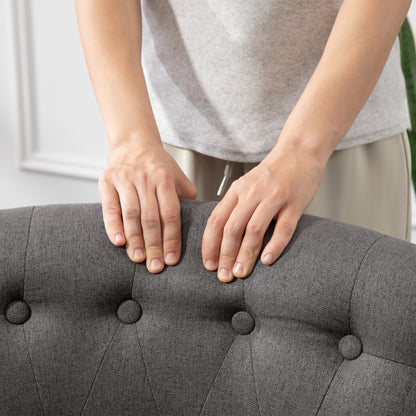 HOMCOM Fabric Single Sofa Dining Chair Tub Chair Upholstered W/ Pillow Solid Wood Leg Home Living Room Furniture Charcoal Grey