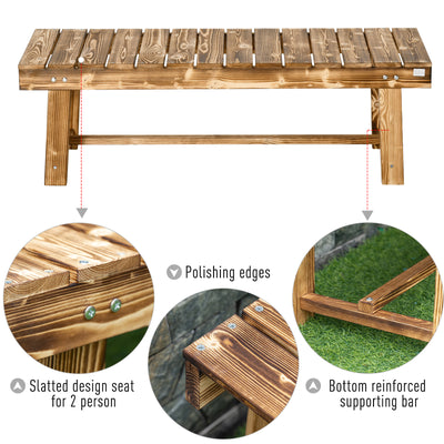Outsunny 3 Pieces 2-seater Outdoor Indoor Wooden Garden Bench Fir Patio Loveseat, 110L x 38W x 35Hcm, Carbonised 