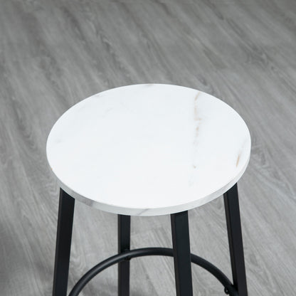 HOMCOM Three-Piece Marble-Effect Bar Table Set - White/Black 