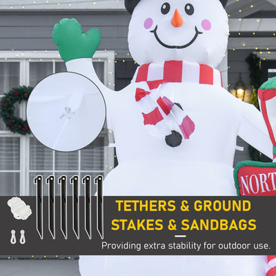 HOMCOM 8ft Tall Christmas Inflatable Snowman with Street Lamp, Lighted for Home Indoor Outdoor Garden Lawn Decoration Party Prop 