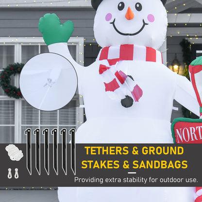 HOMCOM 8ft Tall Christmas Inflatable Snowman with Street Lamp, Lighted for Home Indoor Outdoor Garden Lawn Decoration Party Prop 