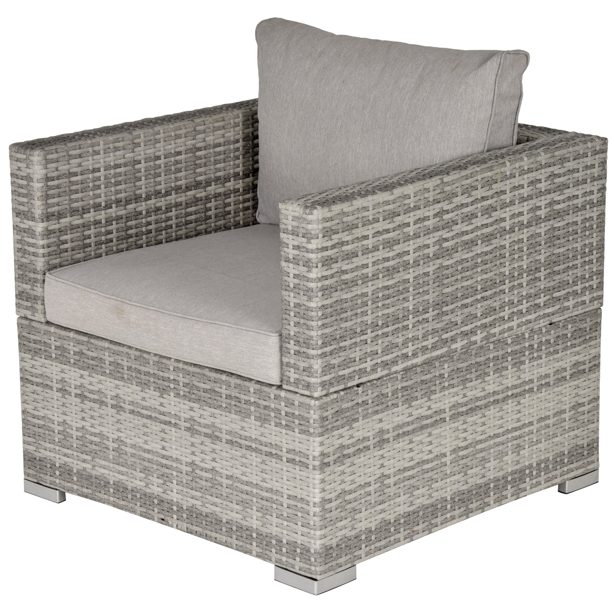 Outsunny Single Seater Rattan Chair Sofa with Padded Cushions, All-Weather PE Wicker Weave Garden Armchair with Armrests, Grey 