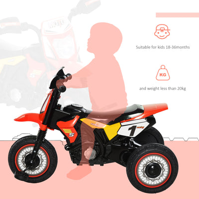 HOMCOM Toddler Pedal Motorcycle Kids Ride On Tricycle Early Learning w/ Music Lights Handlebar Stickers Exercise Boys Girls Gift for Kids 18 - 36 Months Red 