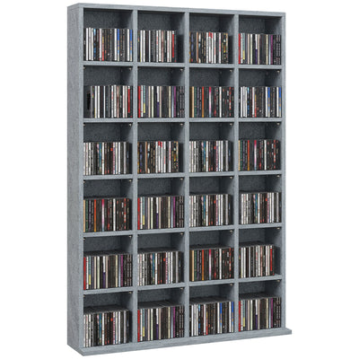HOMCOM CD Storage Unit with Adjustable Shelves, 89 x 130.5 cm, Cement Grey 