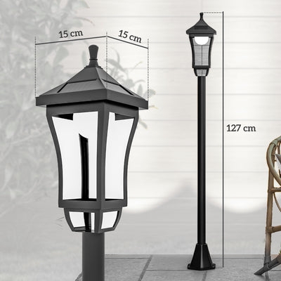 Outsunny 1.3 m Garden Lamp Post Light, LED Outdoor Solar Post Lights, Waterproof IP44 for Patio, Garden, Pathway, Cool White 