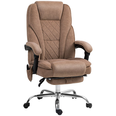 Vinsetto Massage Office Chair, Heated Reclining Computer Chair with Adjustable Height and Footrest, Brown 