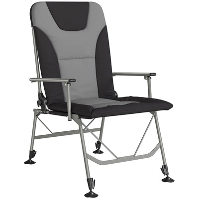 Outsunny Camping Chair Padded Reclining Folding Chair with Wide Armrests for Adults Black 