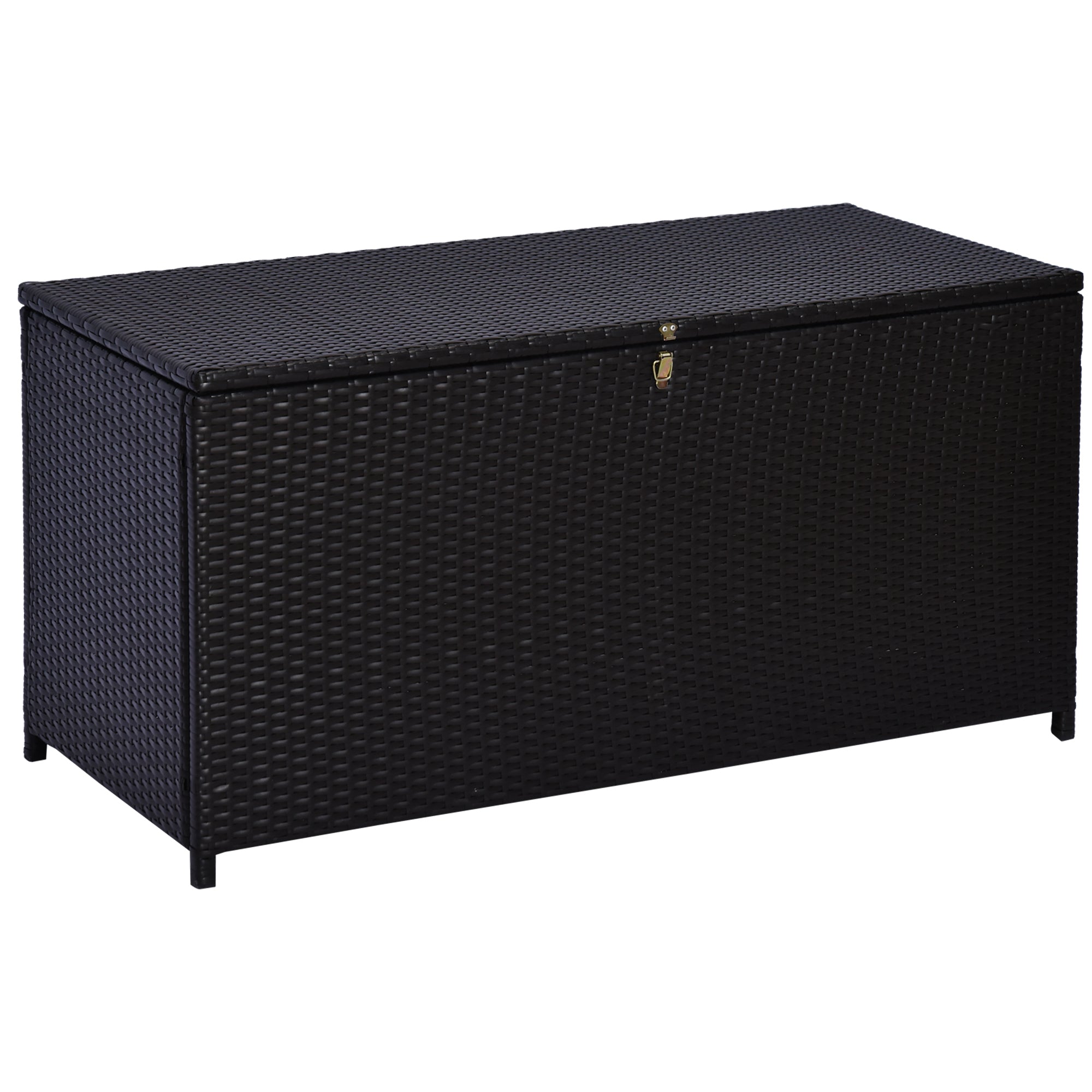 Outsunny Rattan Storage Box Outdoor Indoor Wicker Cabinet Chest Garden Furniture 118 x 54 x 59cm - Dark Brown 