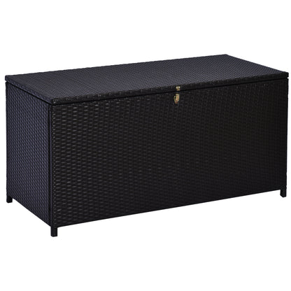 Outsunny Rattan Storage Box Outdoor Indoor Wicker Cabinet Chest Garden Furniture 118 x 54 x 59cm - Dark Brown 