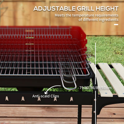 Outsunny Charcoal BBQ, with Five Position Grill Grate - Red 