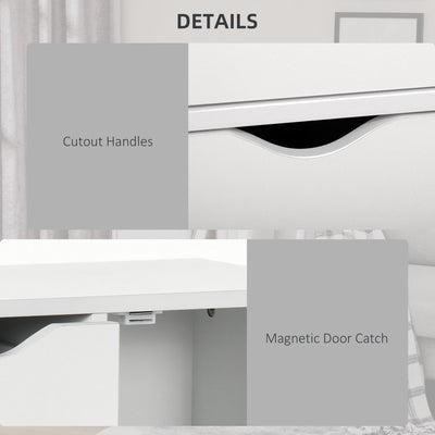 HOMCOM Bathroom Cabinet, Freestanding Storage Cabinet with 4 Drawers, Door Cupboard for Living Room, Kitchen, Bedroom, White 