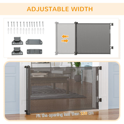 PawHut Foldable Pet Gate, for Stairs, Doorways, Corridors - Grey 
