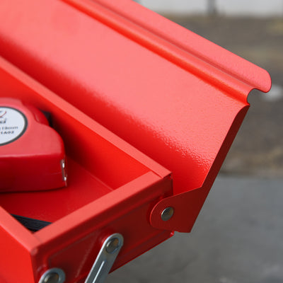DURHAND Metal Tool Box 3 Tier 5 Tray Professional Portable Storage Cabinet Workshop Cantilever Toolbox with Carry Handle, 45cmx20cmx34.5cm, Red 