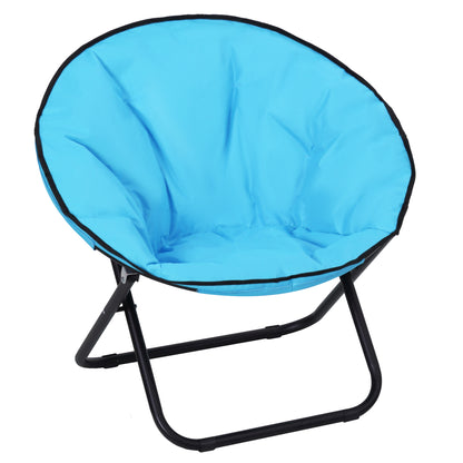 Outsunny Garden Folding Portable Padded Saucer Moon Chair Padded Round Outdoor Camping Travel Fishing Seat Blue 