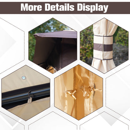 Outsunny 3.2 x 3.2m Garden Gazebo, Double Roof Outdoor Gazebo Canopy Shelter with Netting, Solid Steel Frame for Garden, Lawn, Backyard and Deck 