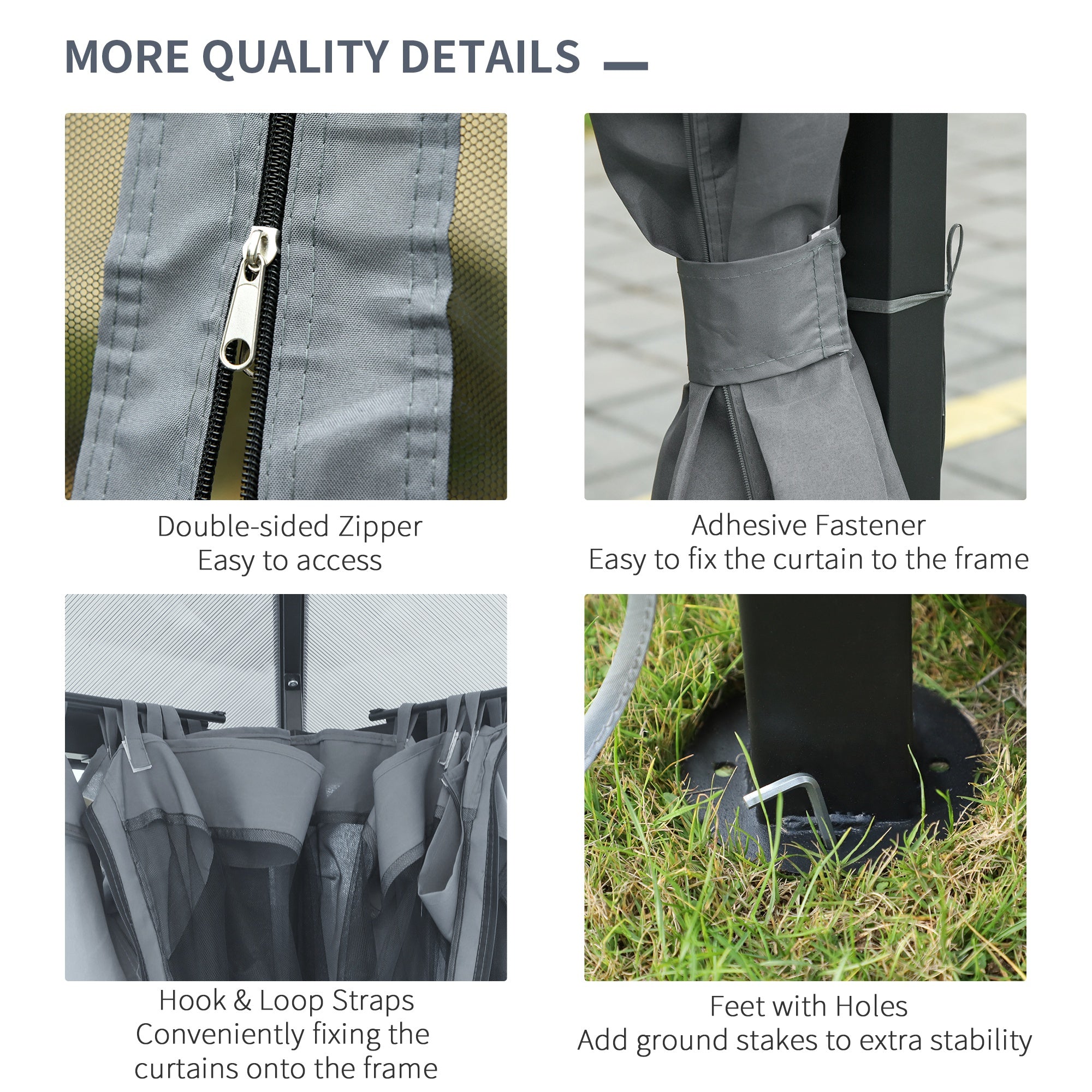 Outsunny 3 x 4m Hardtop Gazebo Canopy with Polycarbonate Roof, Aluminium Frame, Permanent Pavilion Garden Gazebo with Netting and Curtains - Grey 