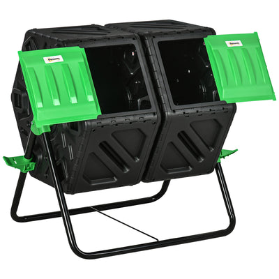 Outsunny 130L Double Chamber Composter - Black 
