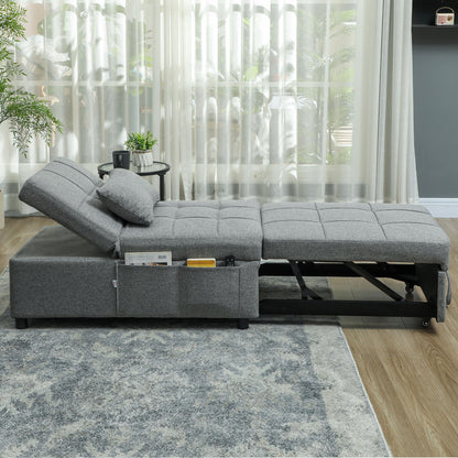 HOMCOM Four-In-One Single Sleeper Chair - Dark Grey