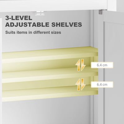 HOMCOM Bathroom Wall Cabinet with Adjustable Shelves - White 