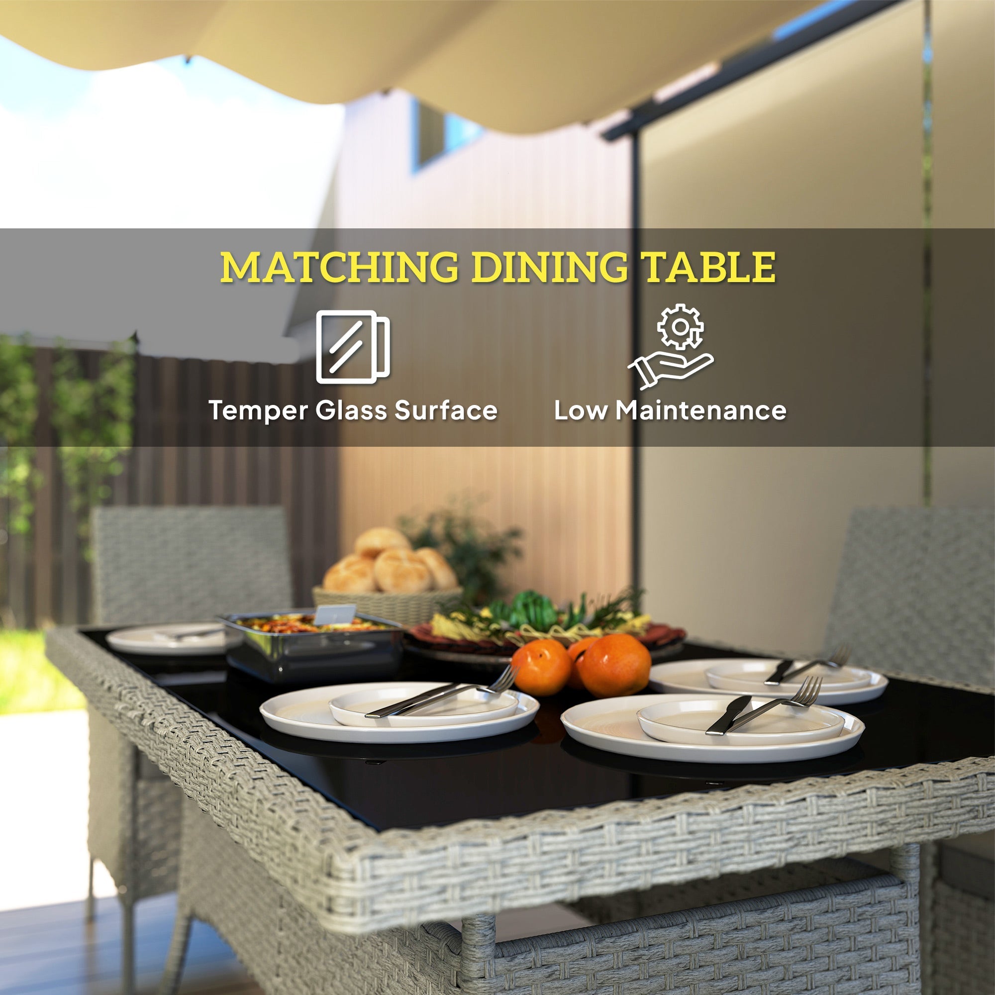 Outsunny Seven-Piece Rattan Dining Set - Grey 
